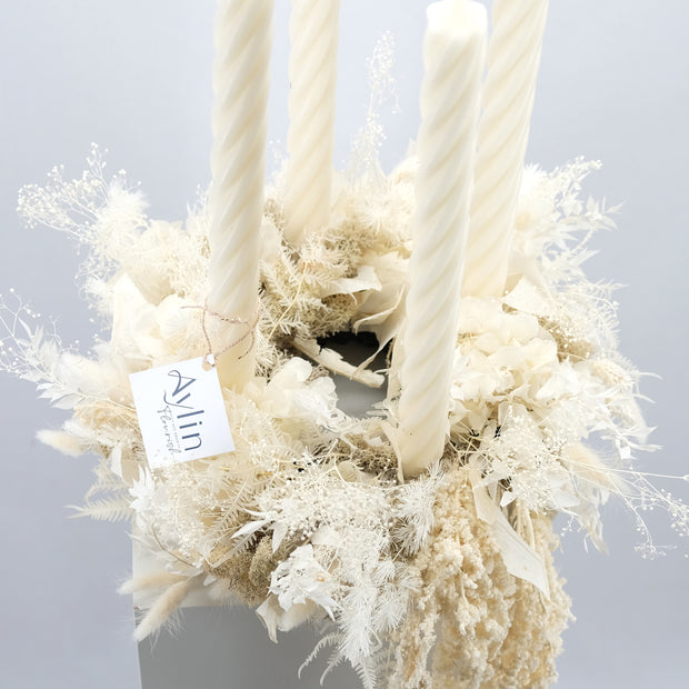 "Ewiger" Adventskranz in Ivory & Weiß | AYLIN FLOURISH