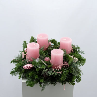 Kleiner Adventskranz in Altrosa | 30cm