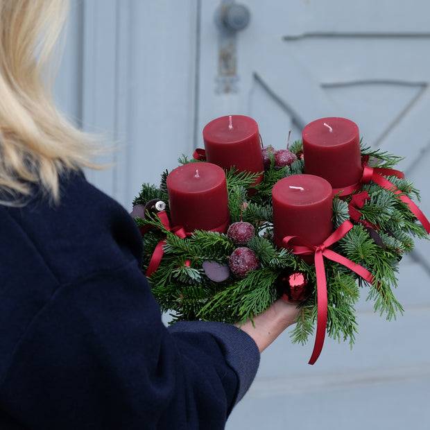 Zeitloser Adventskranz in Burgundy | 30cm