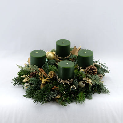 Edler Adventskranz in Smaragdgrün | 30cm