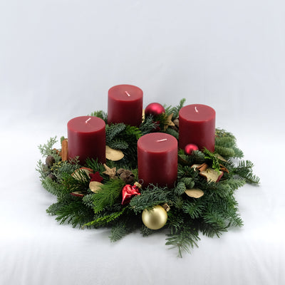 Zeitloser Adventskranz in Burgundy | 30cm