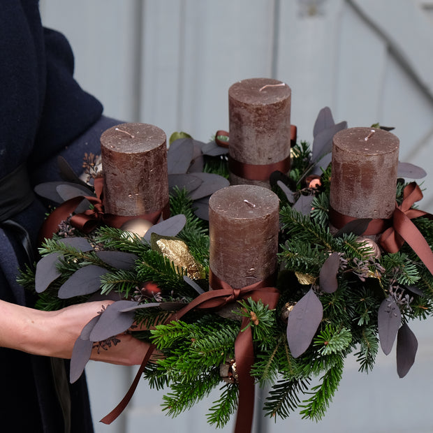 Adventskranz "Shiny Mokka & Dark Chocolate" | 35cm