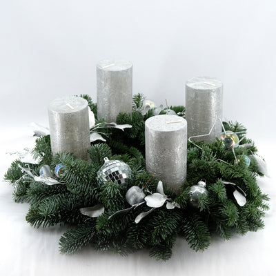 Festlicher Adventskranz in Silber | 40cm