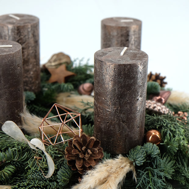 Adventskranz aus Tannenzweigen und Pampasgras in Shiny Mocca | 35cm