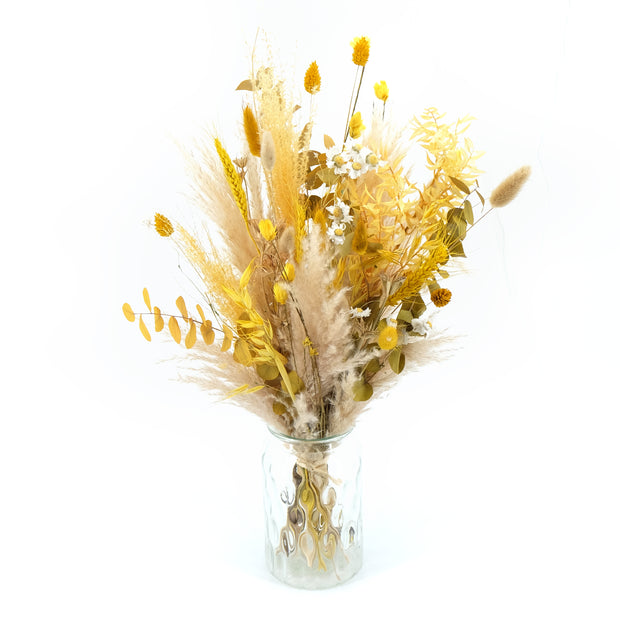 Trockenblumenstrauß in Gelb und Beige
